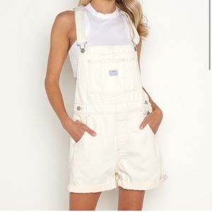 Oversized White Denim Levi Overalls (Shortalls)